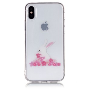 Gelový obal iPhone X - průhledný - Květy 01
