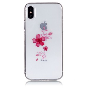 Gelový obal iPhone X - průhledný - Květy 02