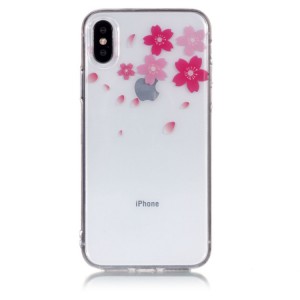 Gelový obal iPhone X - průhledný - Květy 03