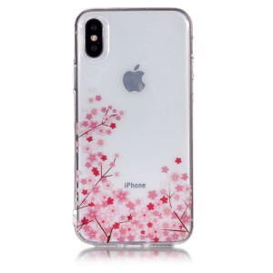 Gelový obal iPhone X - průhledný - Květy 04