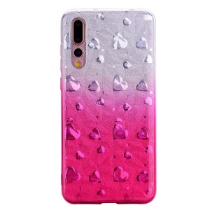 Gelový obal Huawei P20 Pro - třpytivá srdíčka - růžová