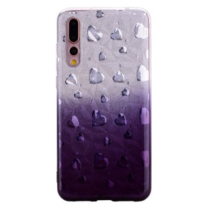 Gelový obal Huawei P20 Pro - třpytivá srdíčka -  tmavě fialová