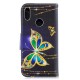Pouzdro Honor 8A, Huawei Y6 2019 - černé - motýli 04
