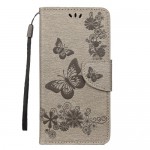 Pouzdro Xiaomi Redmi Note 7 - Květy a motýli - Šedé
