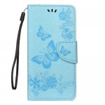 Pouzdro Xiaomi Redmi Note 7 - Květy a motýli - Modré