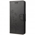 Pouzdro Motorola Moto E20 / E30 / E40 - černé - Květy a motýli