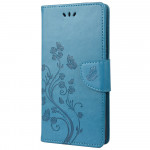 Pouzdro Motorola Moto E20 / E30 / E40 - modré - Květy a motýli