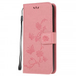 Pouzdro Motorola Moto G60 - růžové - Motýli a květy