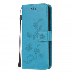 Pouzdro Motorola Moto G60 - modré - Motýli a květy