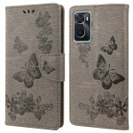 Pouzdro Realme 9i - Motýli a květy - šedé