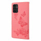Pouzdro Galaxy A13 4G - světle růžové - Motýli a květy