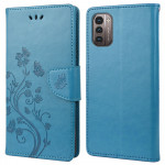 Pouzdro Nokia G11/G21 - Květy a motýli - modré 02