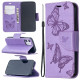 Koženkové pouzdro iPhone 12 Mini - fialové - Motýli