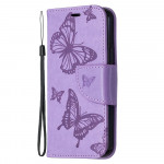 Koženkové pouzdro iPhone 12 Mini - fialové - Motýli