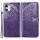 Koženkové pouzdro iPhone 12 Mini - fialové - Motýli 02