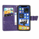 Koženkové pouzdro iPhone 12 Mini - fialové - Motýli 02