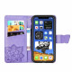 Koženkové pouzdro iPhone 12 Mini - světle fialové - Motýli 02
