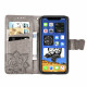 Koženkové pouzdro iPhone 12 Mini - šedé - Motýli 02