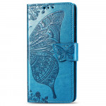 Koženkové pouzdro iPhone 12 Mini - modré - Motýli 02
