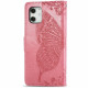 Koženkové pouzdro iPhone 12 Mini - růžové - Motýli 02