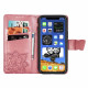 Koženkové pouzdro iPhone 12 Mini - růžové - Motýli 02
