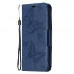 Koženkové pouzdro iPhone 12 - modré - Motýli