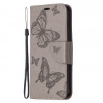 Koženkové pouzdro iPhone 12 - šedé - Motýli