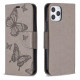 Koženkové pouzdro iPhone 12 - šedé - Motýli
