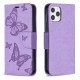 Koženkové pouzdro iPhone 12 - fialové - Motýli