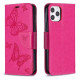 Koženkové pouzdro iPhone 12 - růžové - Motýli