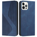 Koženkové pouzdro iPhone 12 - modré - Premium