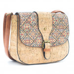 Korková kabelka s přezkou - Červenomodrá mozaika
