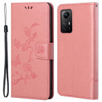 Pouzdro Xiaomi Redmi Note 12S - Motýli a květy - světle růžové