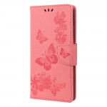 Pouzdro Motorola Moto G51 5G - růžové - Motýli a květy