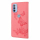 Pouzdro Motorola Moto G51 5G - růžové - Motýli a květy