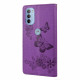 Pouzdro Motorola Moto G51 5G - fialové - Motýli a květy