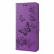 Pouzdro Motorola Moto G51 5G - fialové - Motýli a květy