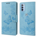Pouzdro Motorola Moto G51 5G - modré - Motýli a květy