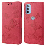 Pouzdro Motorola Moto G51 5G - tmavě růžové - Motýli a květy