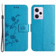 Pouzdro Xiaomi Redmi Note 12 5G - modré - Květy a motýli