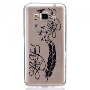 Pouzdro / Obal Galaxy J3 (2016) - Průhledné s peřím