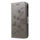 Pouzdro Galaxy J7 (2017) - květy a motýli - šedé