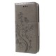Koženkové pouzdro LG Q6 - Šedé květy