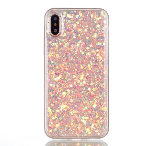 Pouzdro iPhone X - Růžové třpytivé