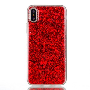 Pouzdro iPhone X - Červené třpytivé